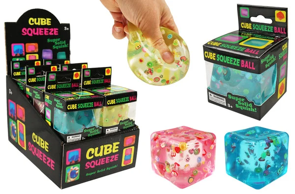 Sugar Dough Squish Cube (Fruit Glitter) 2" - Slow Rise Translucent
