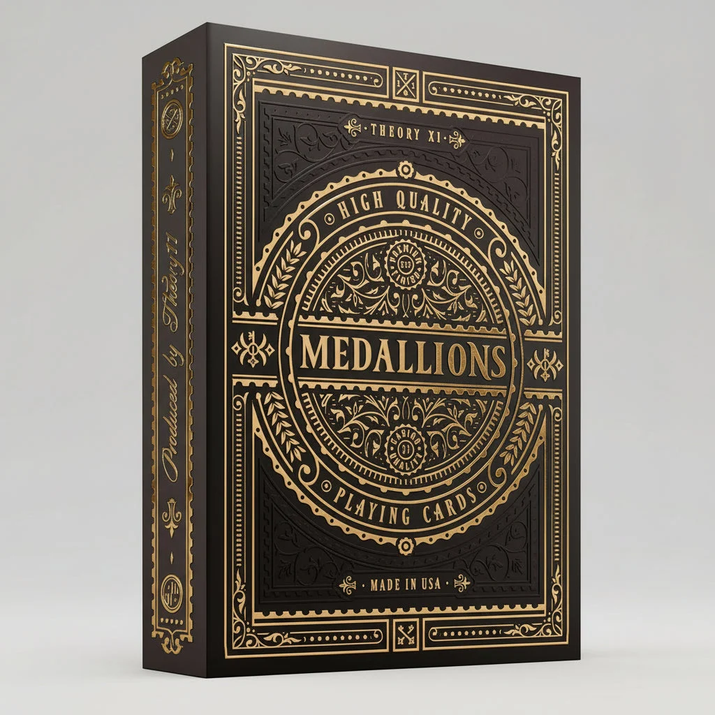 Theory11 Medallions Playing Cards – Deep Brown & Gold Foil Luxury Deck