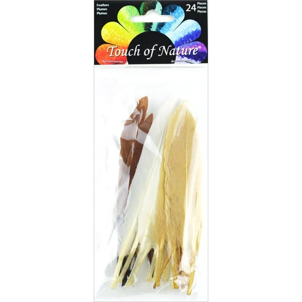 Touch of Nature 38297 24-Piece Mini Indian Feathers for Crafting, 3-Inch, Earth Mix