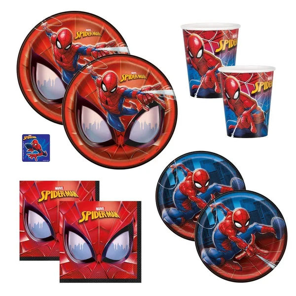 The Toy Express Spiderman Birthday Party Supplies Set - Includes Dinner Plates, Cake Plates, Napkins and Cups (Standard - Serves 16)