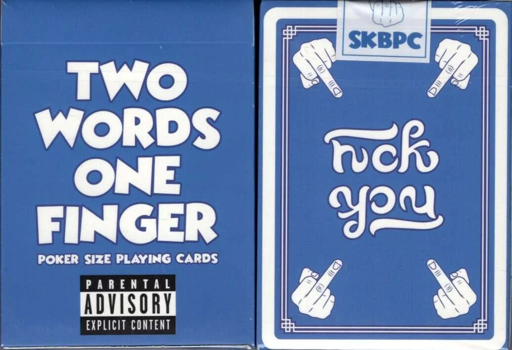 Two Words One Finger Playing Cards Blue KeyCardPCC