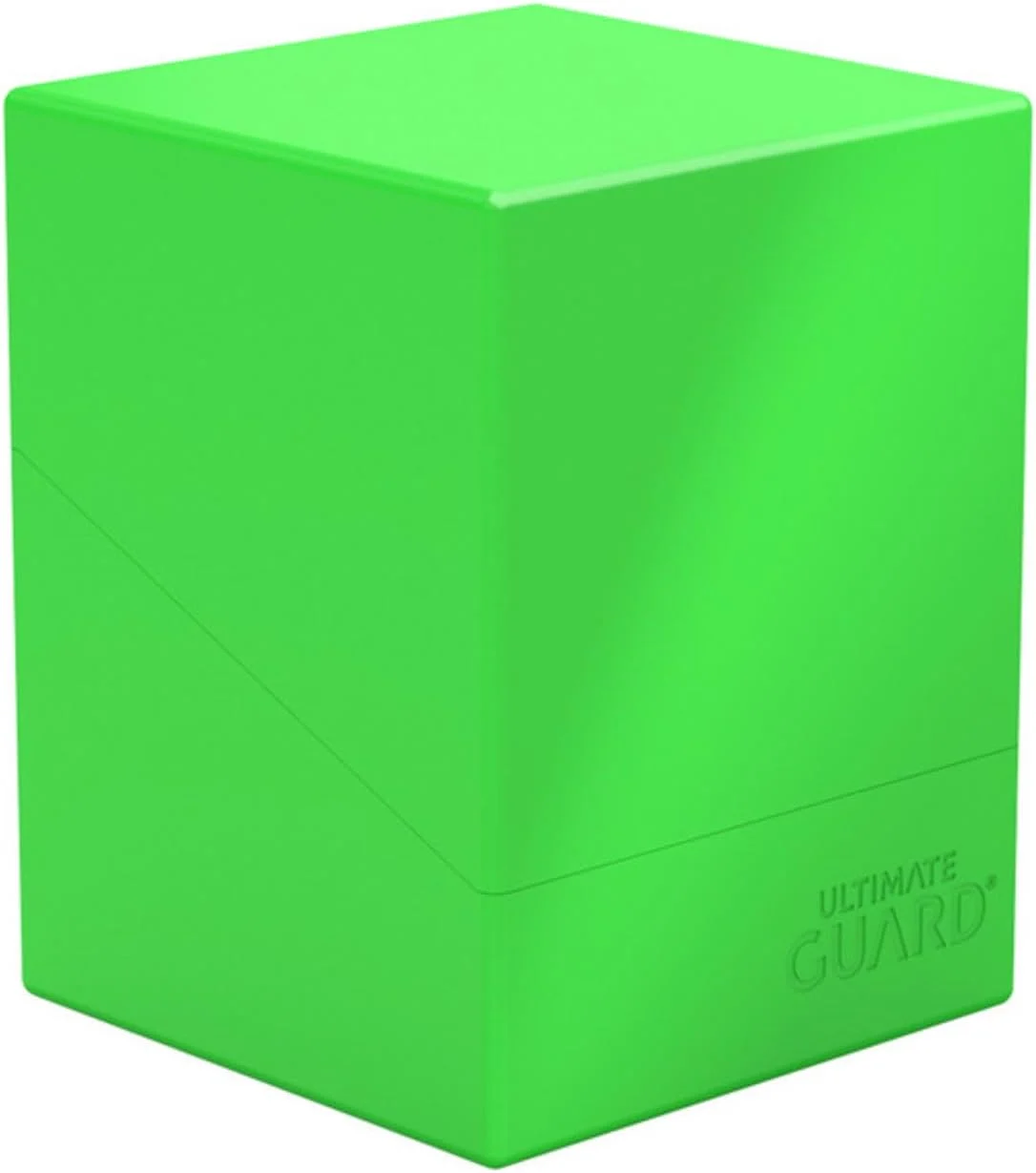 Ultimate Guard Boulder Solid 100+, Deck Case for 100 Double-Sleeved TCG Cards, Neon Green, Secure & Durable Storage for Trading Card Games, No Transparency