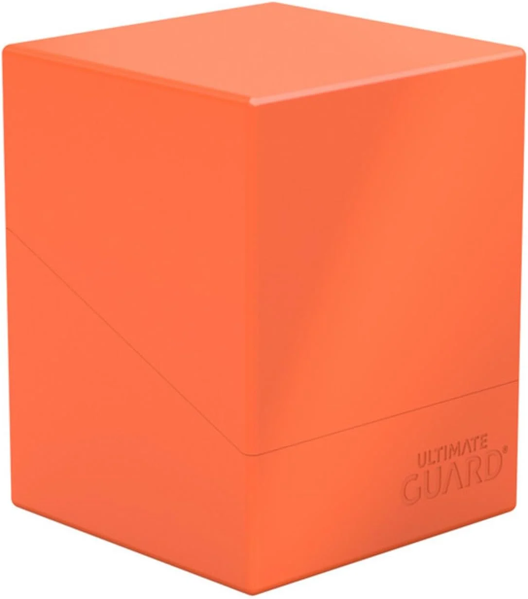 Ultimate Guard Boulder Solid 100+, Deck Case for 100 Double-Sleeved TCG Cards, Neon Orange, Secure & Durable Storage for Trading Card Games, No Transparency