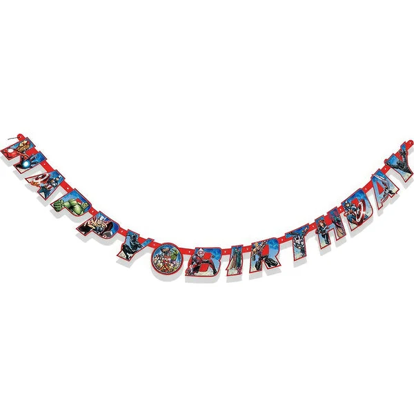 Unique Birthday Jointed Banner - 6.5', Avengers, 1 Pc
