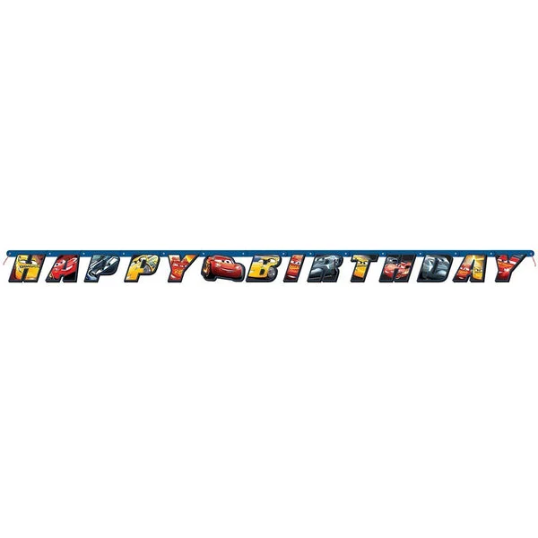 Unique Disney Cars 3 Birthday Jointed Banner - 6.2 Ft, 1 Pc