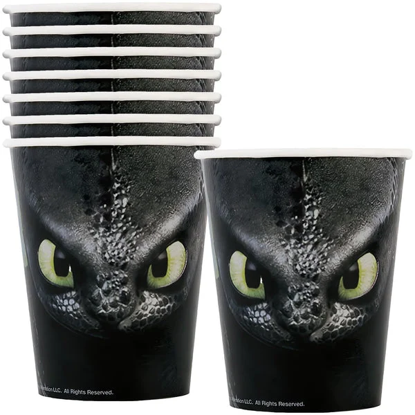 Unique Disposable Paper Cups - 9 Oz, How to Train Your Dragon, 8 Pcs