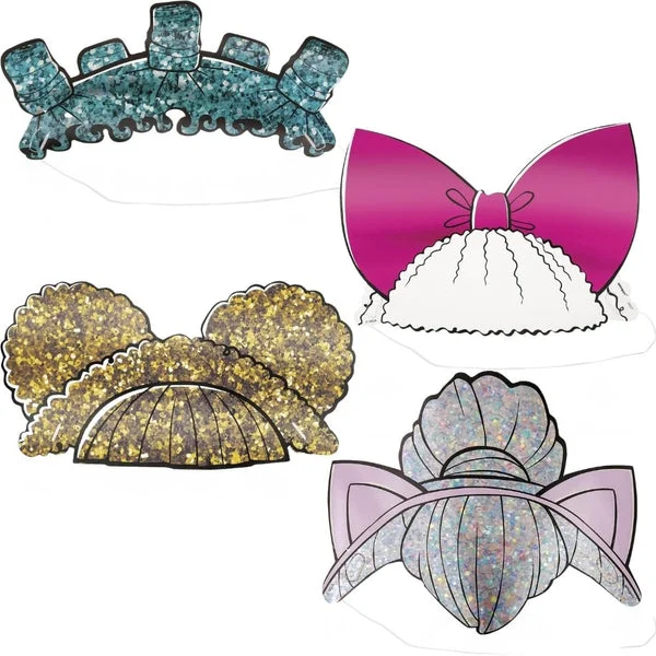 Unique Multicolor LOL Surprise Paper Headbands With Elastic - 4 Count - Bold, Vibrant & Easy Wear - Perfect Party Accessory For Kids