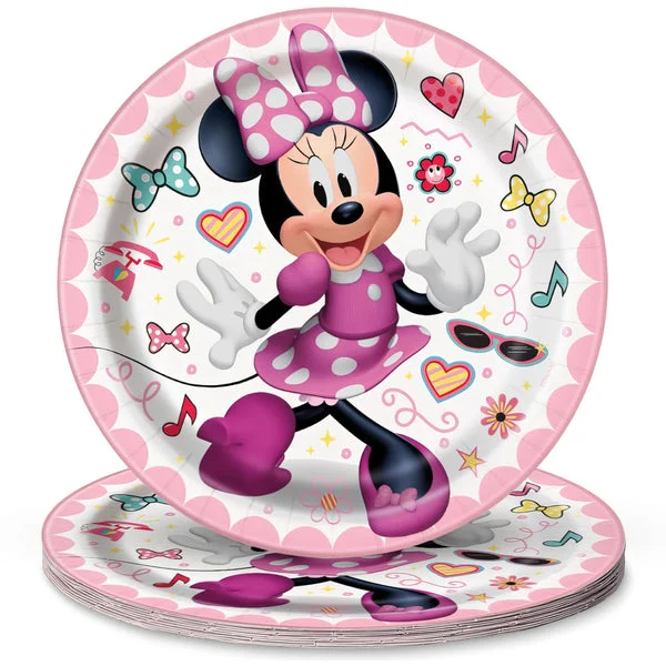Unique Round Dessert Paper Plates - 7" | Minnie Mouse | 8 Pcs