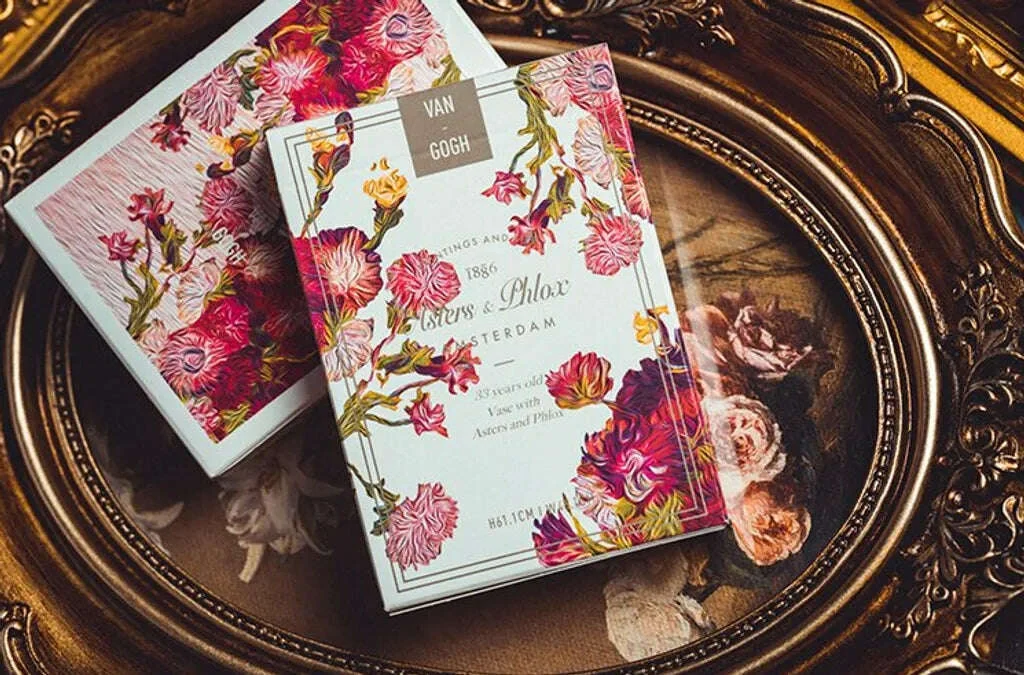 Van Gogh Asters & Phlox Playing Cards with Numbered Seal
