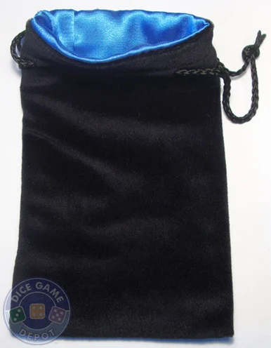 Velvet Dice Bag - Blue Satin Lining - Large