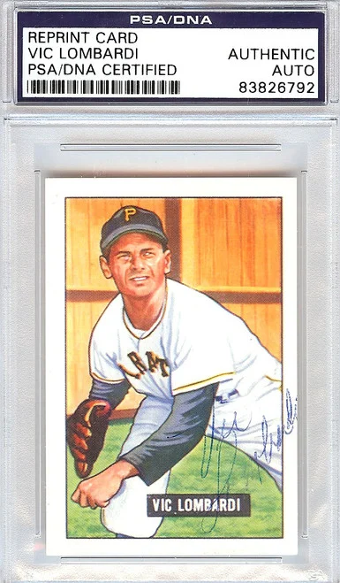 Vic Lombardi Autographed 1951 Bowman Reprints Card #204 Pittsburgh Pirates PSA/DNA #83826792