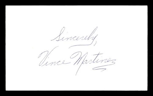 Vince Martinez Autographed 3x5 Index Card Boxer SKU #179731