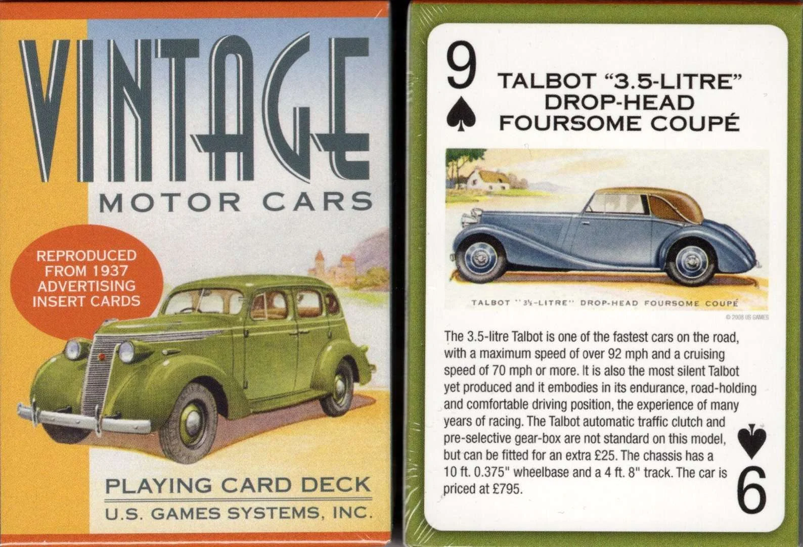 Vintage Motor Cars Playing Cards USGS