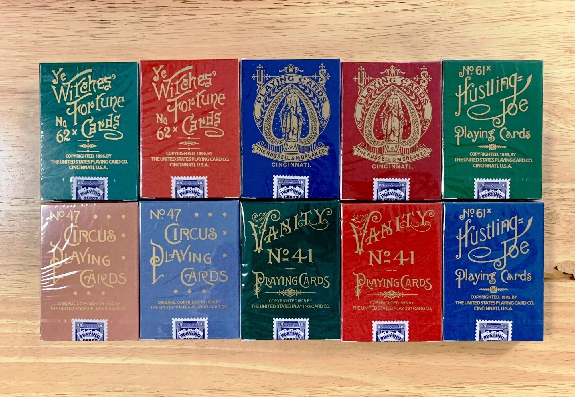 Vintage Reproduction Gilded Playing Cards 10 Deck Set USPCC