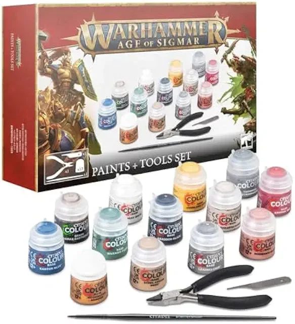 Warhammer Age of Sigmar Paints and Tools Set - Beginner Hobby Starter Kit