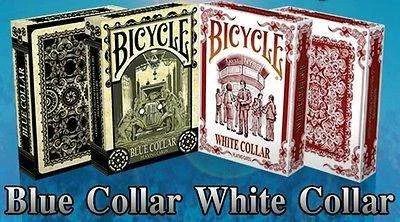 White & Blue Collar 2 Deck Set Bicycle Playing Cards