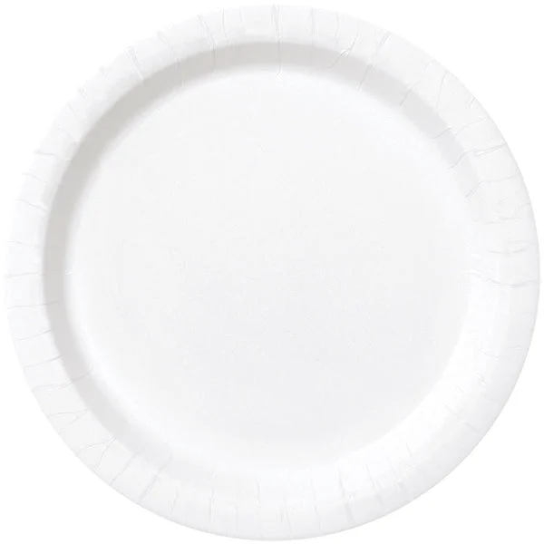White Solid Round Dessert Paper Plates - 7" (20 Pcs) - Vibrant Party Plates for Appetizing Treats - Perfect for Birthdays & Events