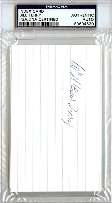 William Bill Terry Autographed 3x5 Index Card New York Giants PSA/DNA #83694530