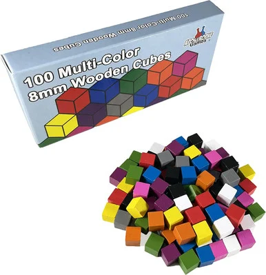 Wooden Cubes - Pack of 100 in 10 Colors