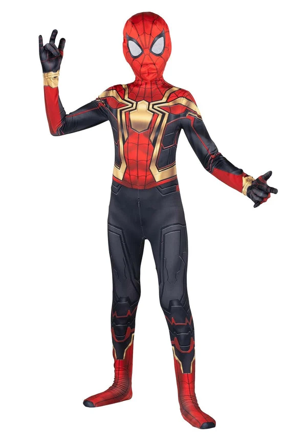 X-Large Marvel Kid's Classic Spider-Man Integrated Zentai Suit, Spiderman Halloween Costume Iron Spider Man
