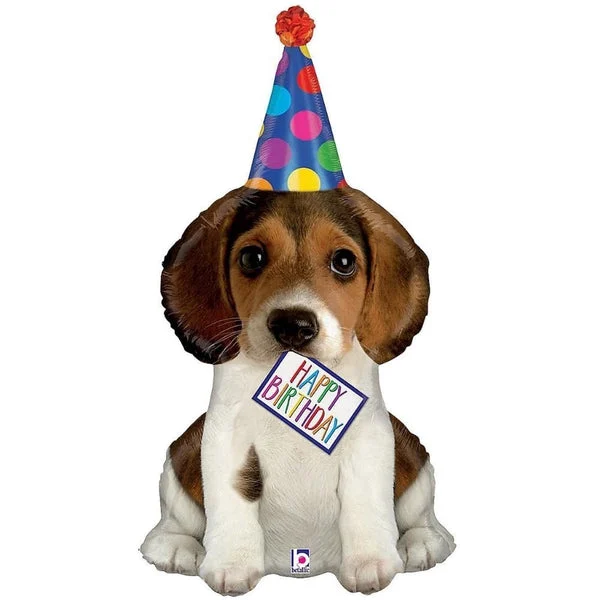 XL 41" Happy Birthday Puppy Shaped Mylar Foil Balloon